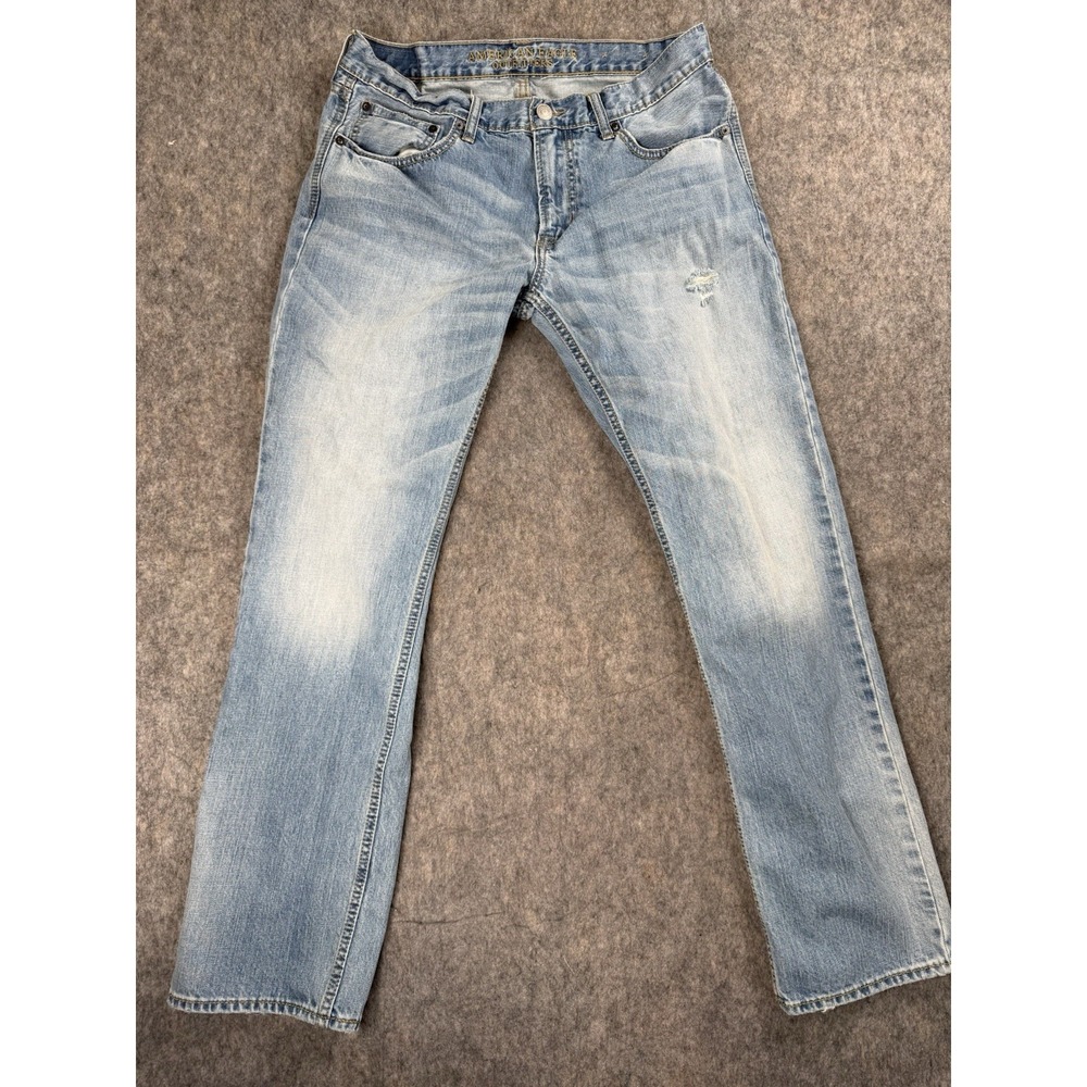 American Eagle Jeans Mens 34x32 Slim Straight Light Wash Cotton Stretch